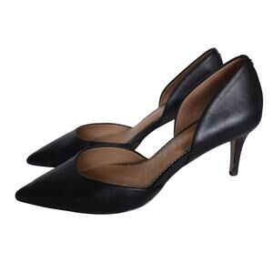 SAM EDELMAN Womens Black Dorsay Jaina Stiletto Slip On Leather Pumps 9 M